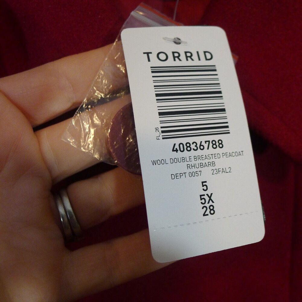 TORRID Wool Double Breasted Peacoat In Rhubarb - 5X - Picture 9 of 11